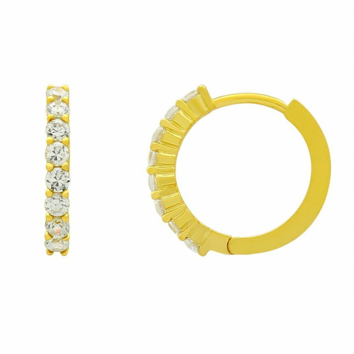 Cercei rotunzi din argint 925 placati cu aur, cu zirconii [2]