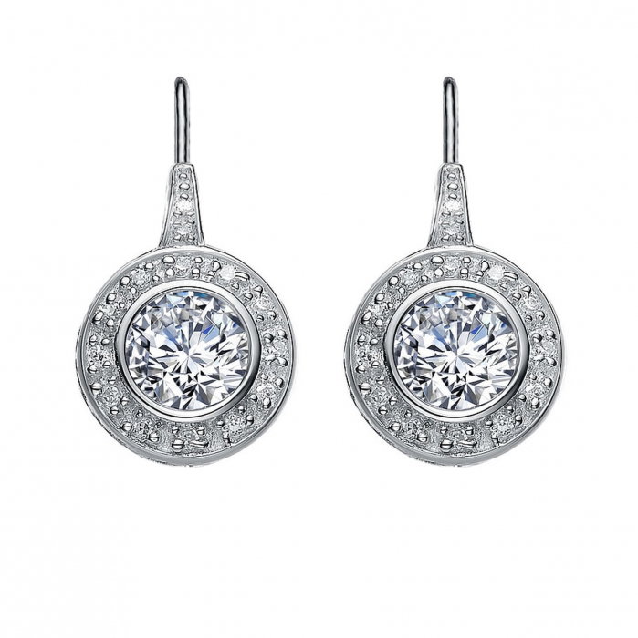 Cercei rotunzi din argint 925 rodinat, cu zirconii [1]