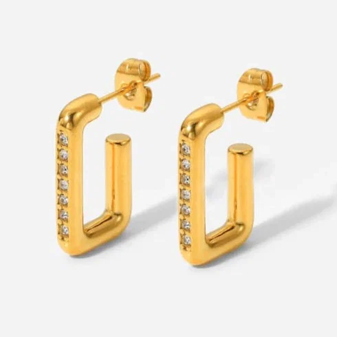 Cercei eleganti din inox auriu cu zirconii [8]