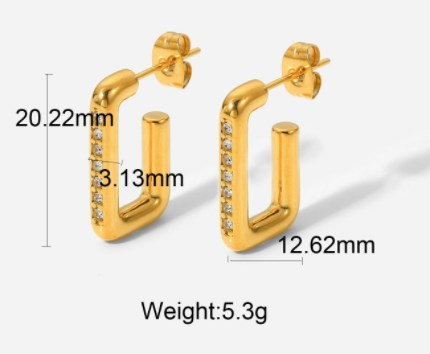 Cercei eleganti din inox auriu cu zirconii [7]