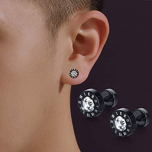 Cercei rotunzi din inox cu zirconii [2]