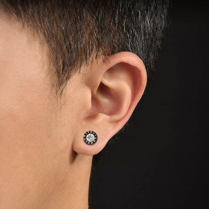 Cercei rotunzi din inox cu zirconii [4]