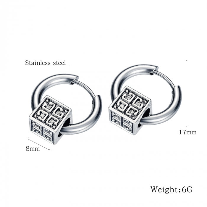 Cercei rotunzi inox cu cuburi [3]