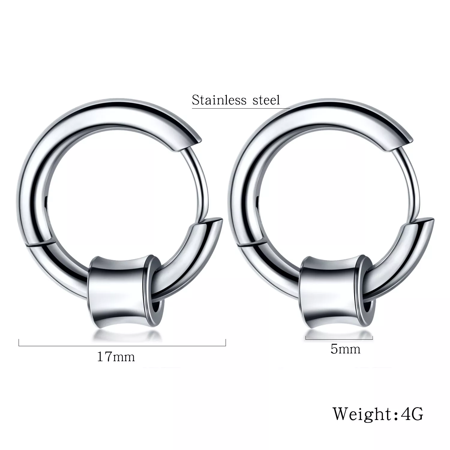 Cercei inox rotunzi Hip Hop [4]