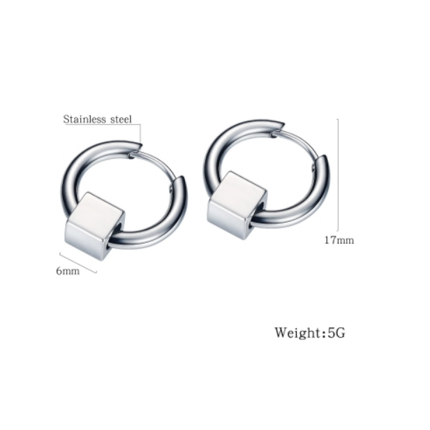 Cercei rotunzi geometrici din otel inox [3]