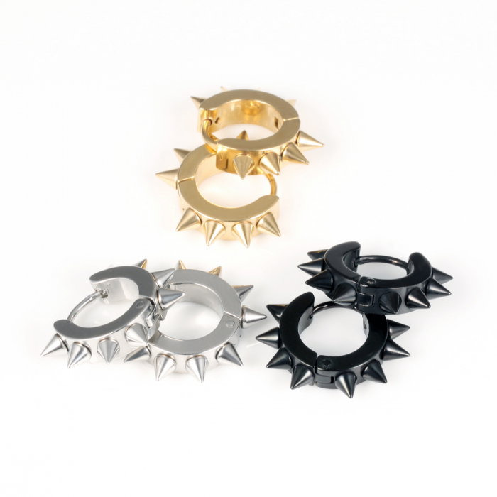 Cercei rotunzi Punk din inox [5]