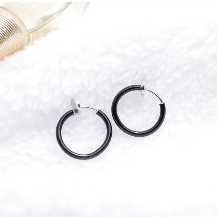 Cercei rotunzi din inox negru [6]