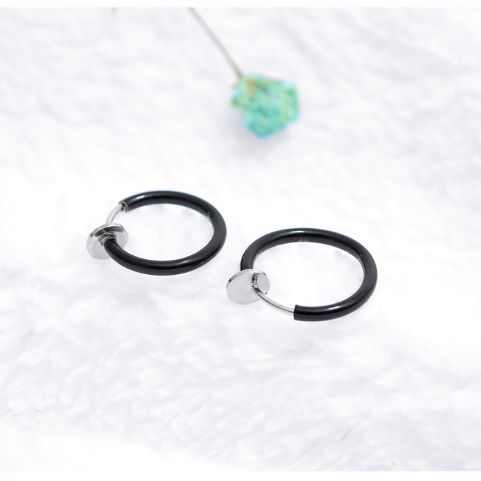 Cercei rotunzi din inox negru [5]