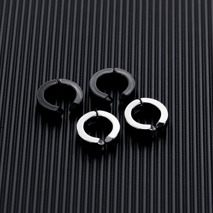 Cercei rotunzi clips din inox negru [5]