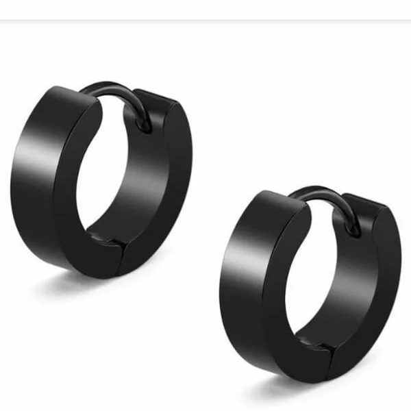 Cercei rotunzi simpli negri din otel inox [2]