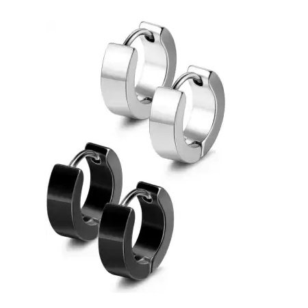 Cercei rotunzi simpli negri din otel inox [11]