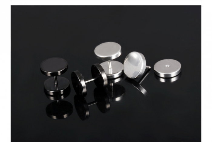 Cercei rotunzi simpli din inox negru [4]