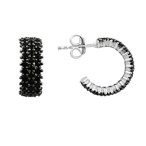 Cercei semiluna din argint 925 Eternity cu zirconii negre [1]