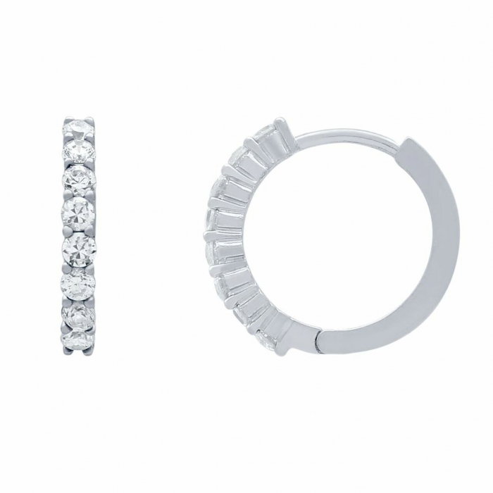 Cercei rotunzi din argint 925 rodinat, cu zirconii [2]