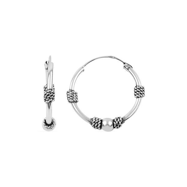 Cercei argint rotunzi creole 20 mm cu biluta si model franghie [1]