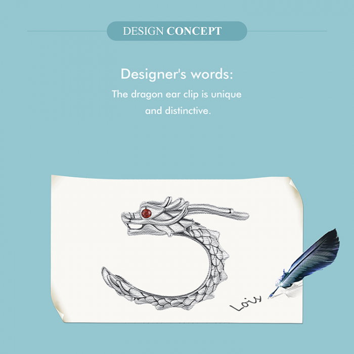 Cercel argint clip cu Dragon [14]