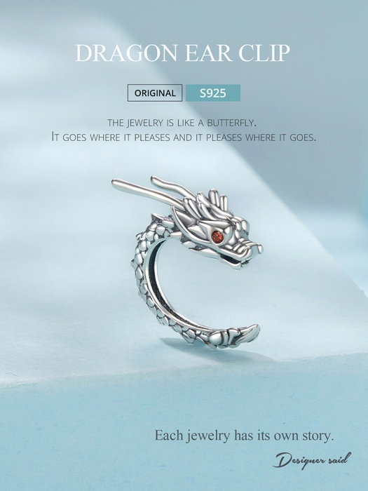 Cercel argint clip cu Dragon [15]