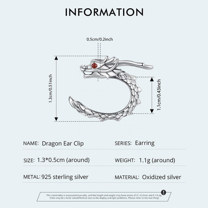 Cercel argint clip cu Dragon [11]