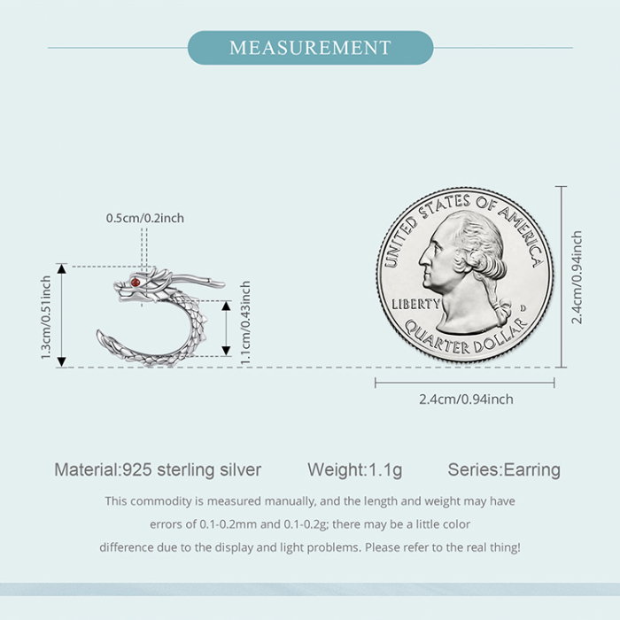 Cercel argint clip cu Dragon [12]