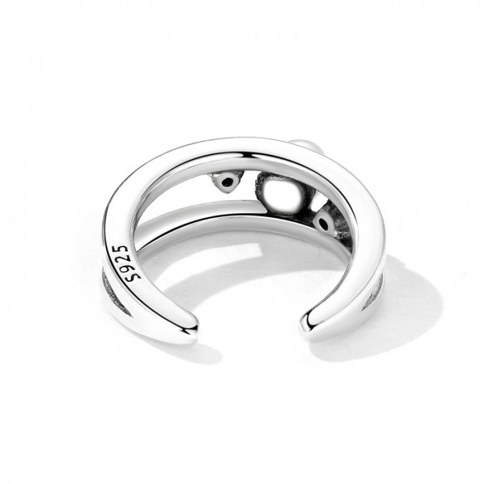 Cercel argint ear cuff pisicuta cu perla si zirconii, peste ureche [4]