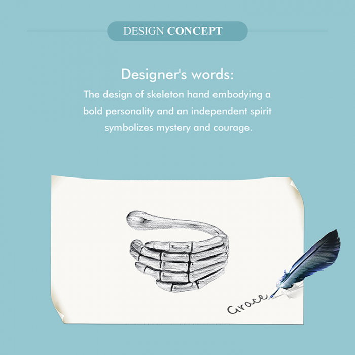 Cercel argint mana schelet [11]