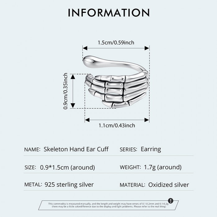 Cercel argint mana schelet [9]
