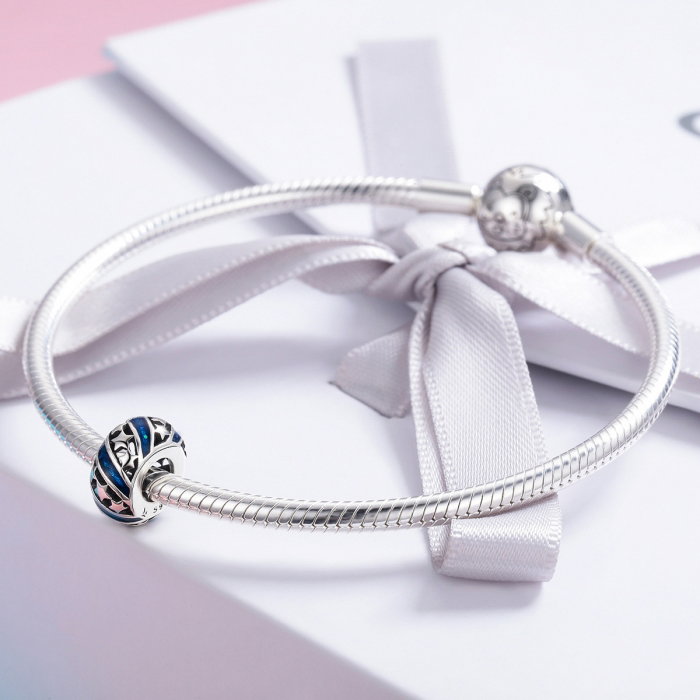 Charm argint 925 albastru cu stelute argintii - Be Nature PST0123 [4]