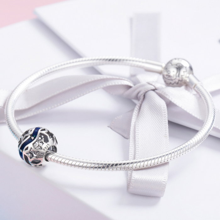 Charm argint 925 albastru cu stelute argintii - Be Nature PST0125 [4]