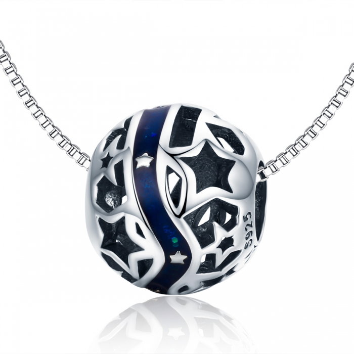 Charm argint 925 albastru cu stelute argintii - Be Nature PST0125 [7]