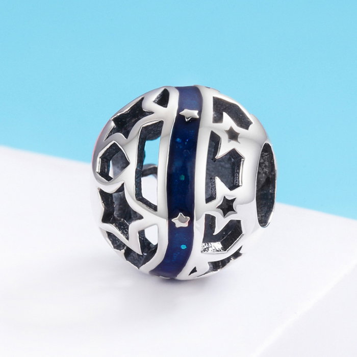 Charm argint 925 albastru cu stelute argintii - Be Nature PST0125 [3]