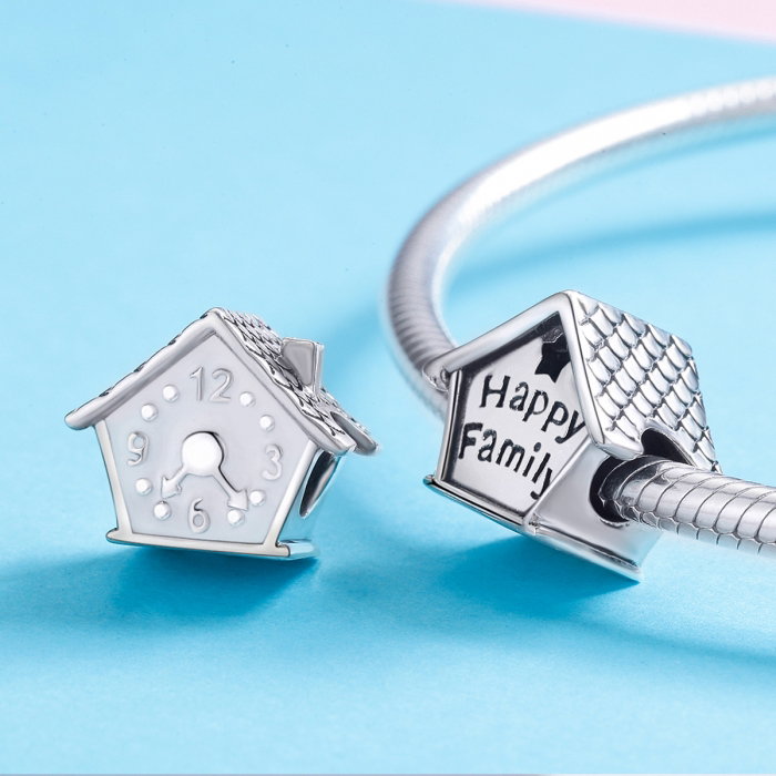 Charm argint 925 casutaHappy Family cu steluta decupata PST0132 [4]