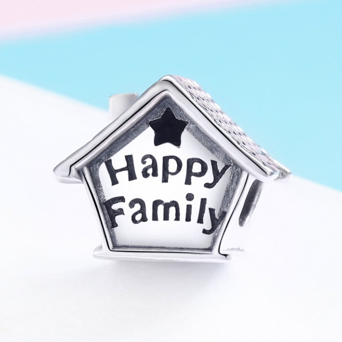 Charm argint 925 casutaHappy Family cu steluta decupata PST0132 [2]