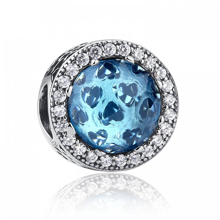 Charm argint 925 cristal bleu cu inimioare si zirconii albe - Be in Love PST0033 [1]
