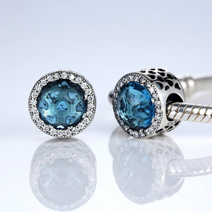 Charm argint 925 cristal bleu cu inimioare si zirconii albe - Be in Love PST0033 [2]