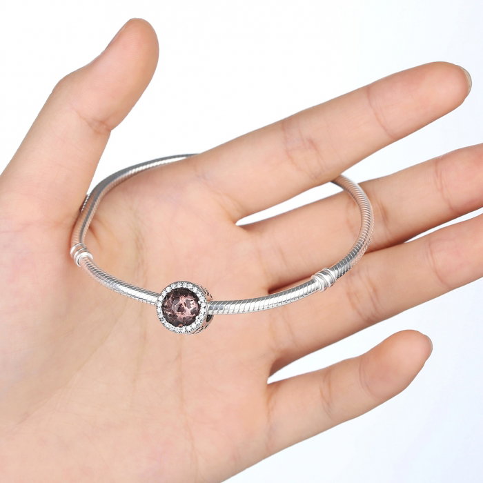 Charm argint 925 cristal maro cu inimioare si zirconii albe - Be in Love PST0025 [3]