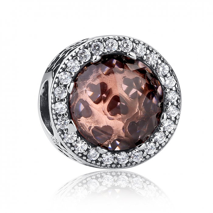 Charm argint 925 cristal maro cu inimioare si zirconii albe - Be in Love PST0025 [1]