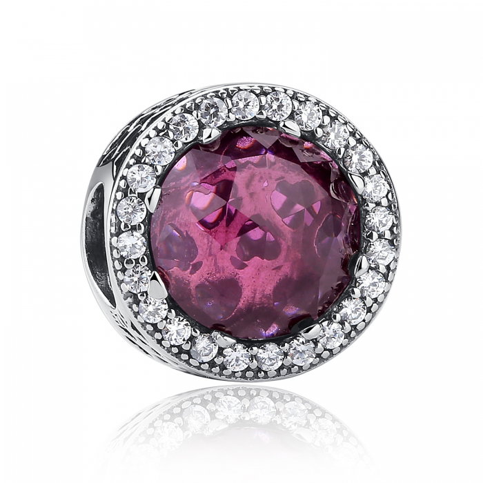 Charm argint 925 cristal mov cu inimioare si zirconii albe - Be in Love PST0024 [1]