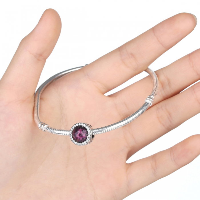Charm argint 925 cristal mov cu inimioare si zirconii albe - Be in Love PST0024 [3]
