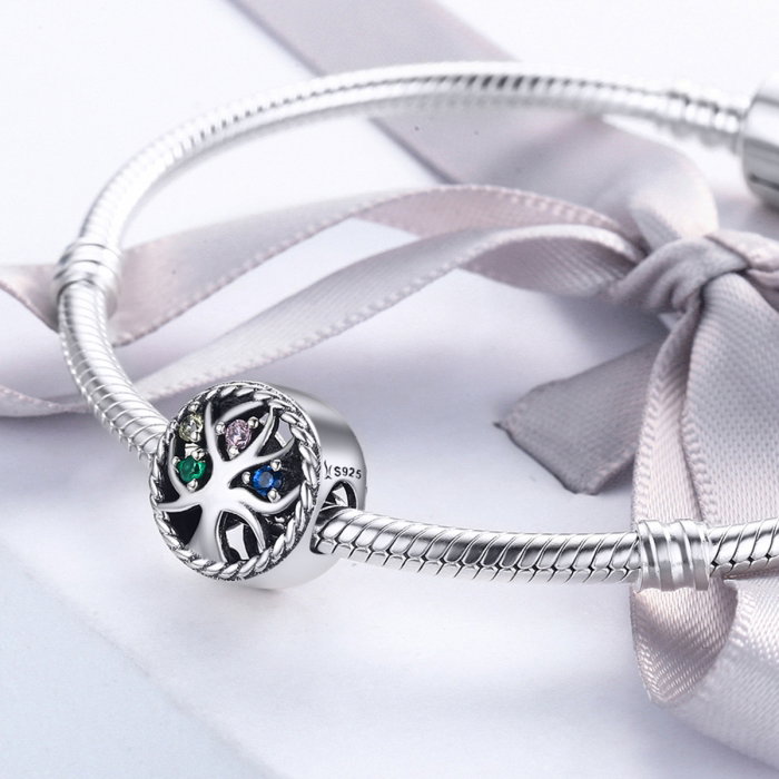 Charm argint 925 cu copacul vietii si zirconii multicolore - Be Nature  PST0086 [5]