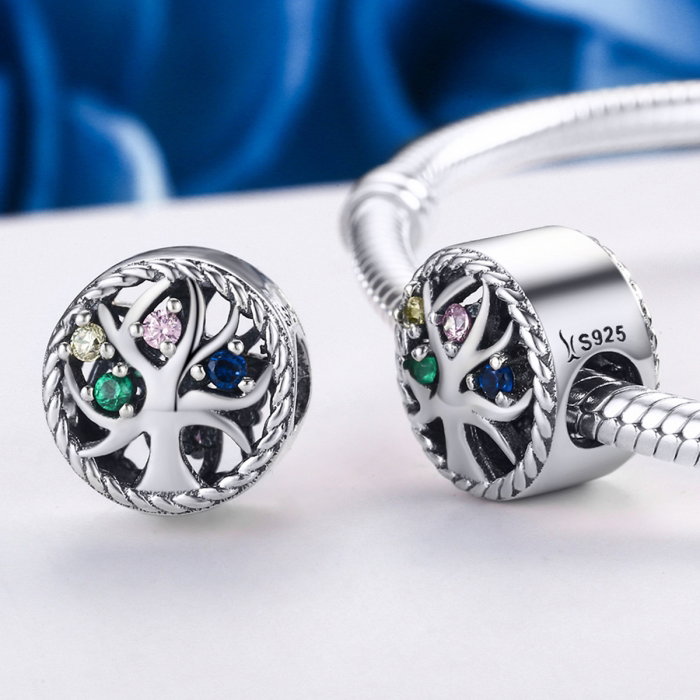 Charm argint 925 cu copacul vietii si zirconii multicolore - Be Nature  PST0086 [2]