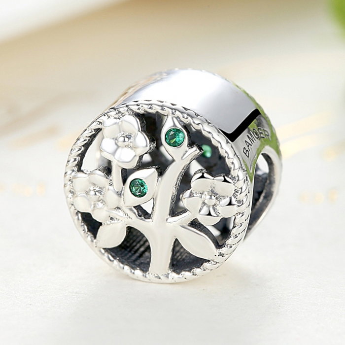 Charm argint 925 cu copacul vietii si zirconii verzi - Be Nature  PST0059 [4]