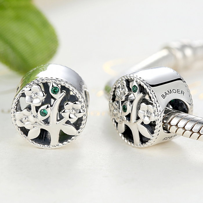 Charm argint 925 cu copacul vietii si zirconii verzi - Be Nature  PST0059 [3]