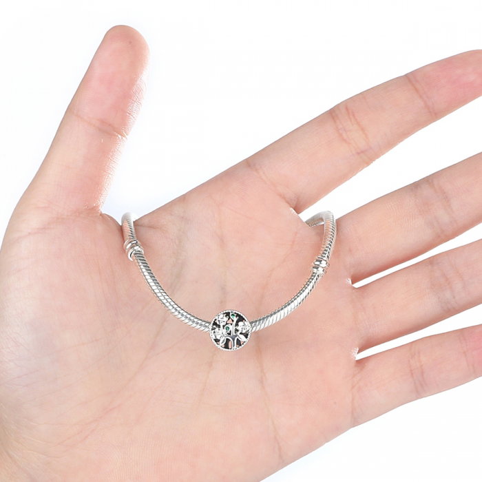 Charm argint 925 cu copacul vietii si zirconii verzi - Be Nature  PST0059 [5]