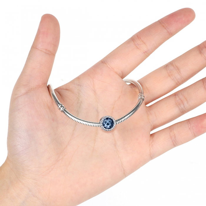 Charm argint 925 cu cristal albastru cu inimioare si zirconii albe - Be in Love PST0047 [4]