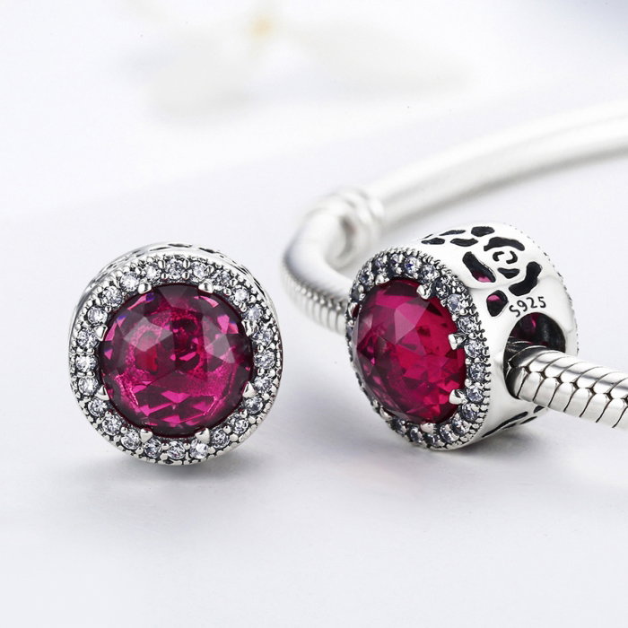 Charm argint 925 cu cristal rubin si zirconii albe - Be Elegant PST0078 [3]