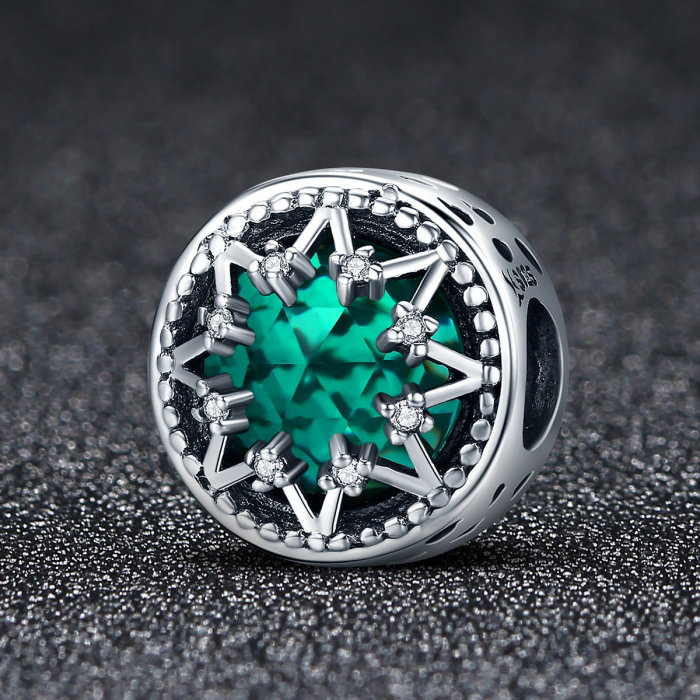 Charm argint 925 cu cristal turcoaz, fulg de nea si zirconii albe - Be Nature PST0110 [2]