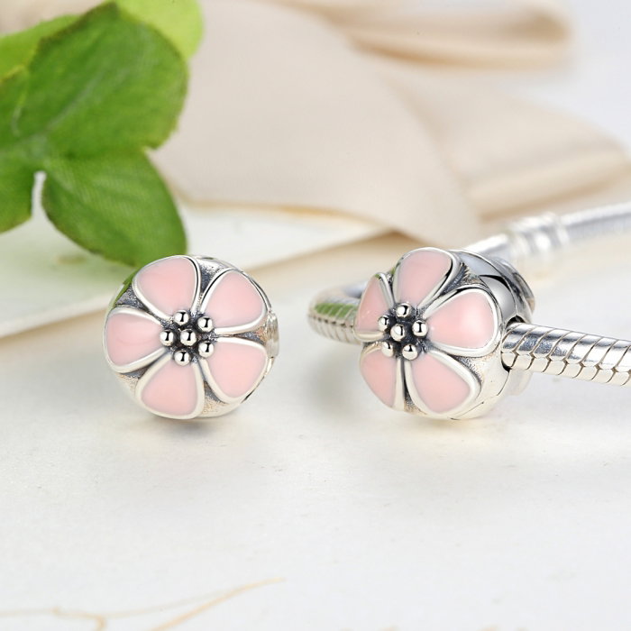 Charm argint 925 cu floricele roz - Be Nature PST0018 [4]