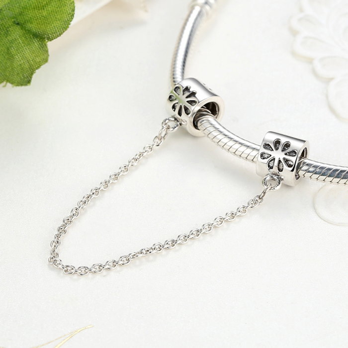 Charm argint 925 cu floricele si lantisor pentru Siguranta - Be Elegant PST0032 [3]