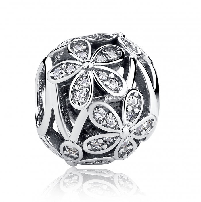 Charm argint 925 cu floricele si zirconii albe - Be Nature PST0014 [1]