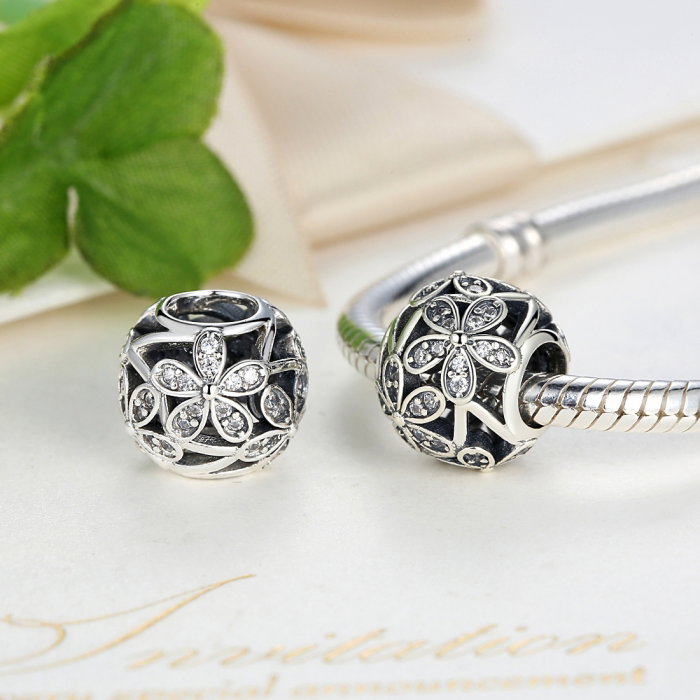 Charm argint 925 cu floricele si zirconii albe - Be Nature PST0014 [4]